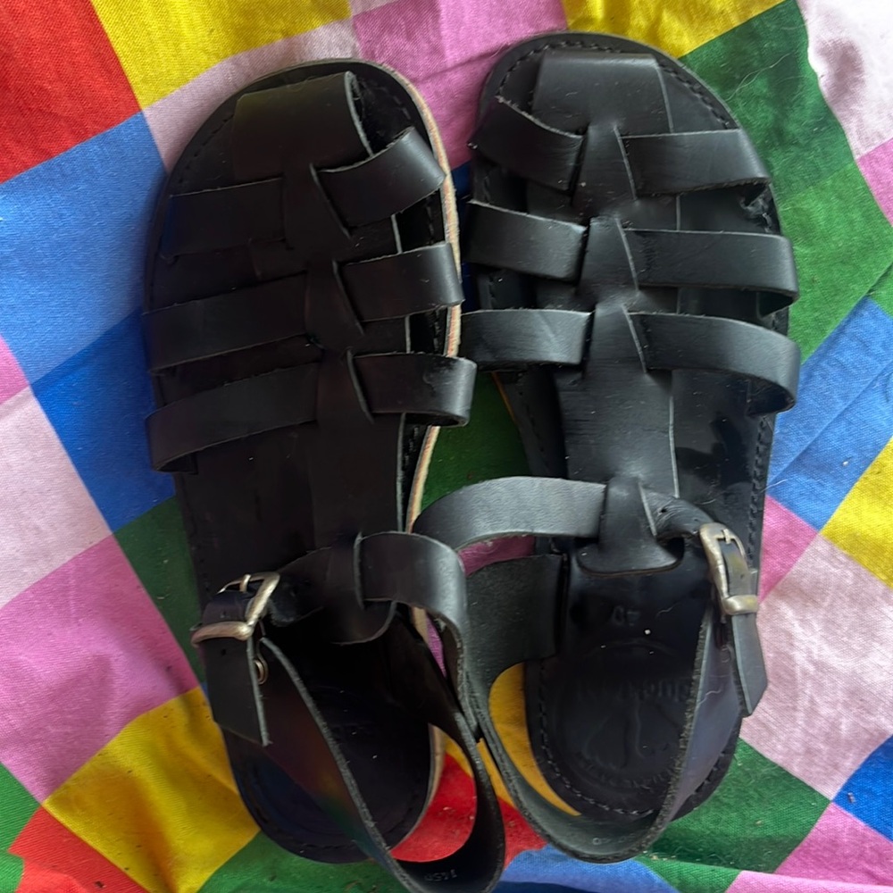 Duckfeet Ringkobing/ Black Leather Fisherman Sandals 40/9 EUC